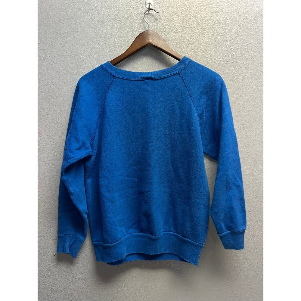 Vintage Girl Scouts Sweatshirt 75 Tradition Wagon Wheel USA Blue Crewneck 80s S - Picture 7 of 9
